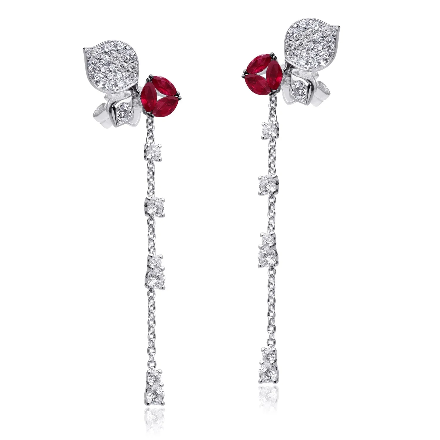 À FLEUR DE PARIS long Ruby Earrings