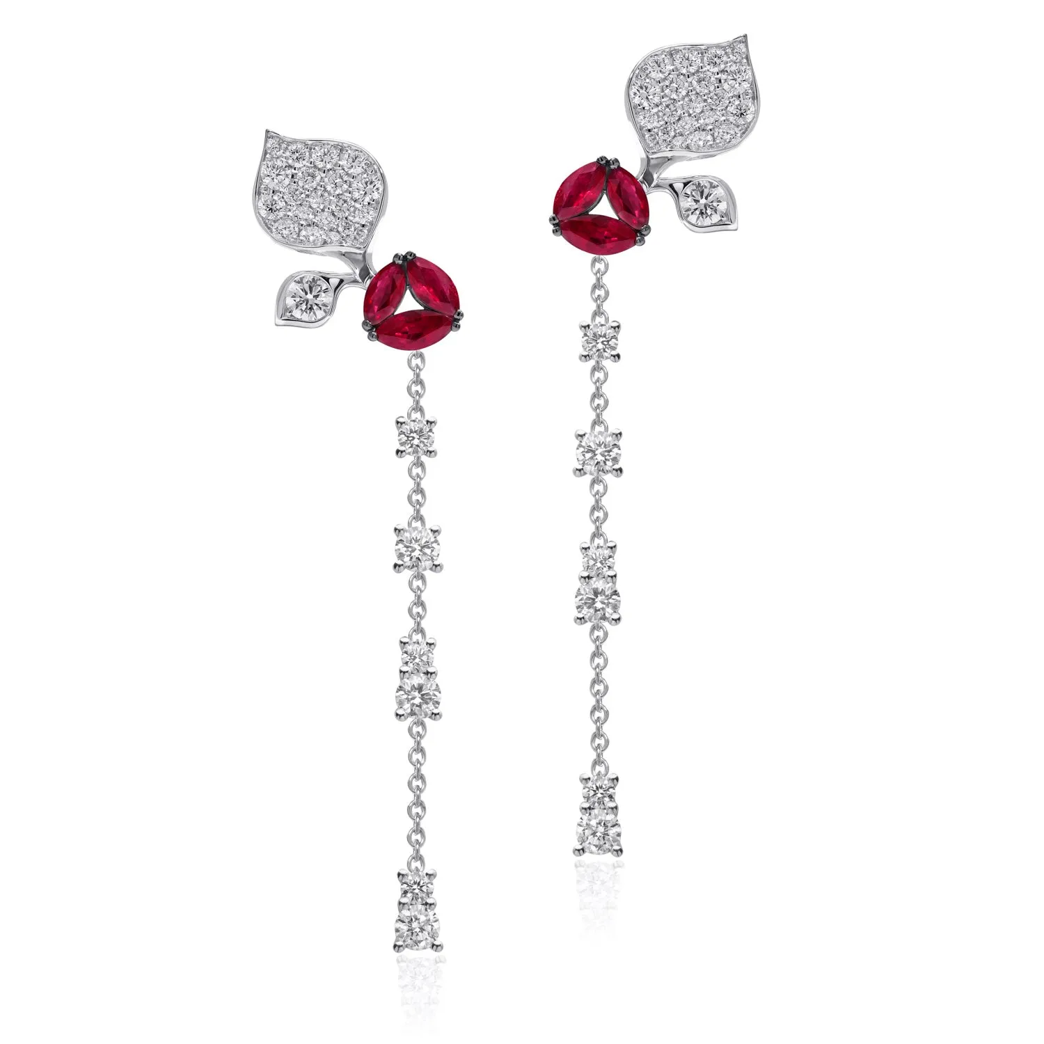 À FLEUR DE PARIS long Ruby Earrings