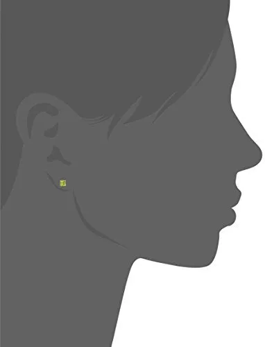 10K White Gold Princess cut Peridot Stud Earrings, (5mm)