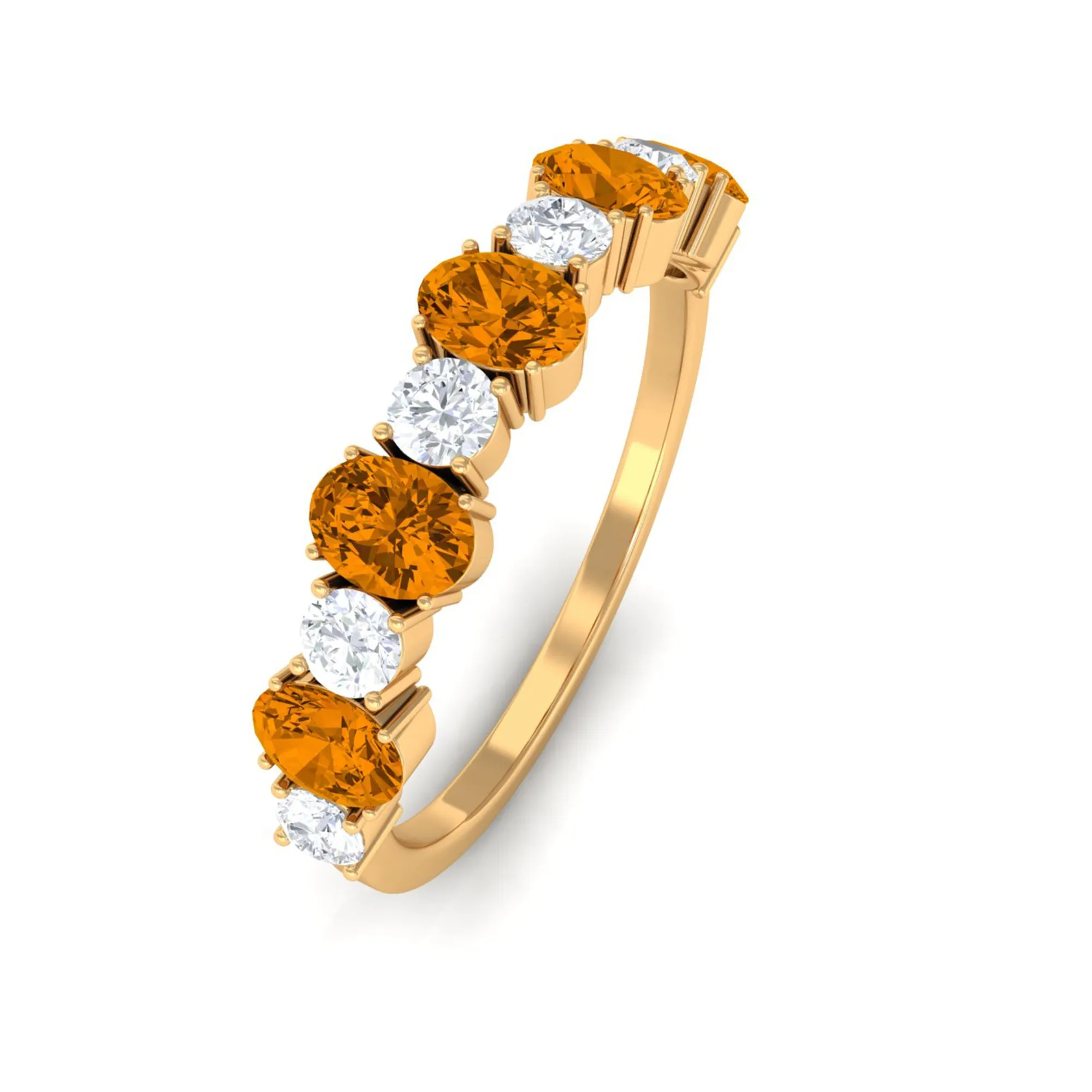 1.25 CT Alternate Citrine and Diamond Half Eternity Ring