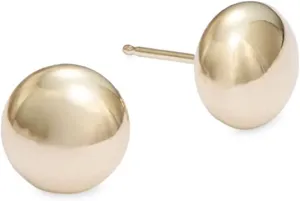 14K Yellow Gold Flat Button Ball Earring from 3mm to 10mm