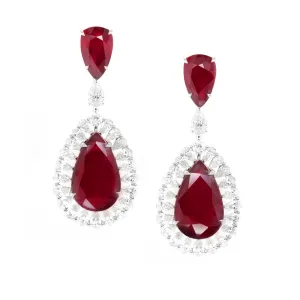 8.090 / 4.08 cts Unheated Ruby with Diamond Earrings (ENQUIRE)