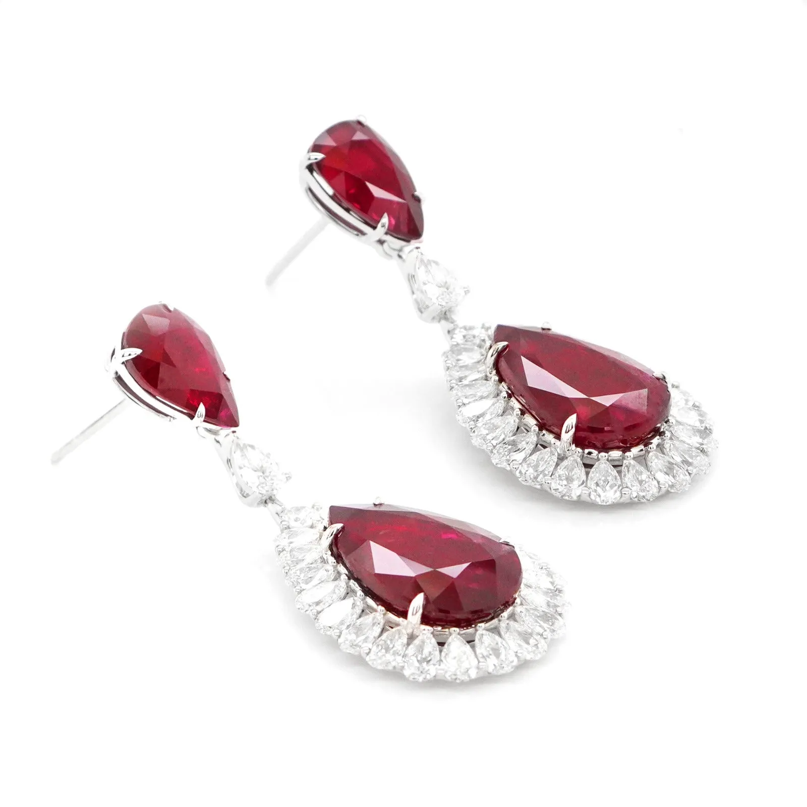 8.090 / 4.08 cts Unheated Ruby with Diamond Earrings (ENQUIRE)