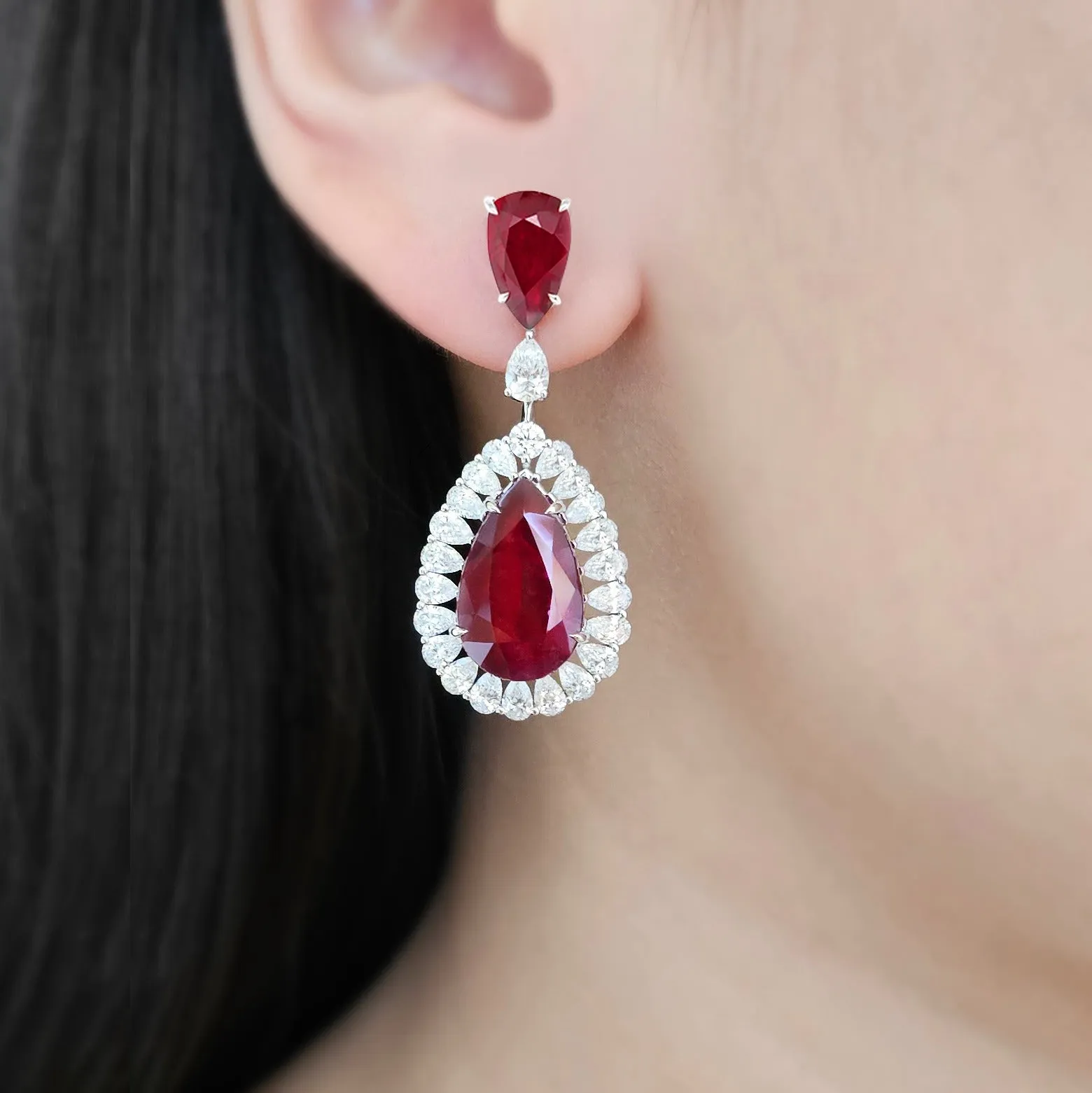 8.090 / 4.08 cts Unheated Ruby with Diamond Earrings (ENQUIRE)