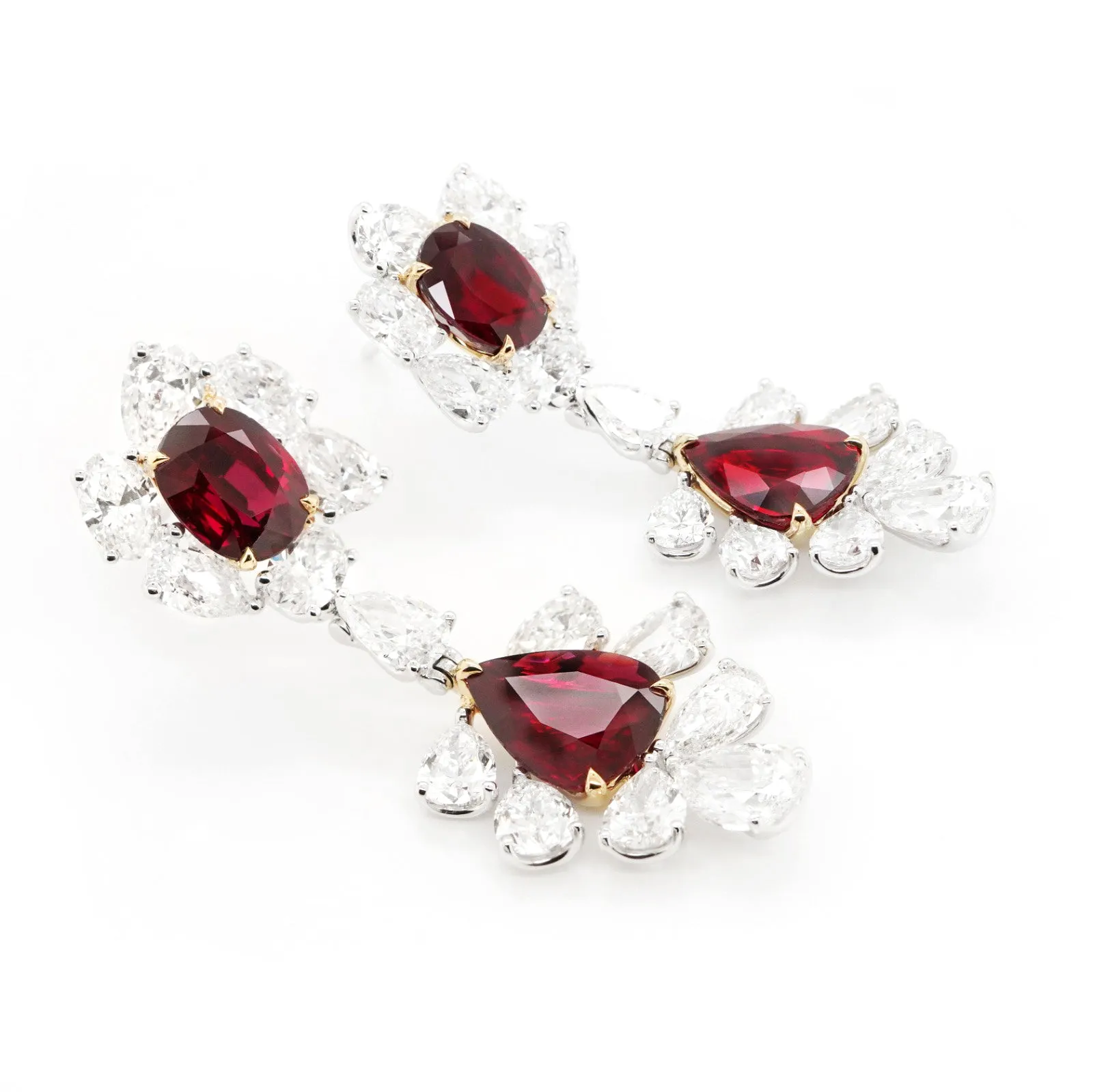 9.05 cts Unheated Ruby and Diamond Earrings (ENQUIRE)