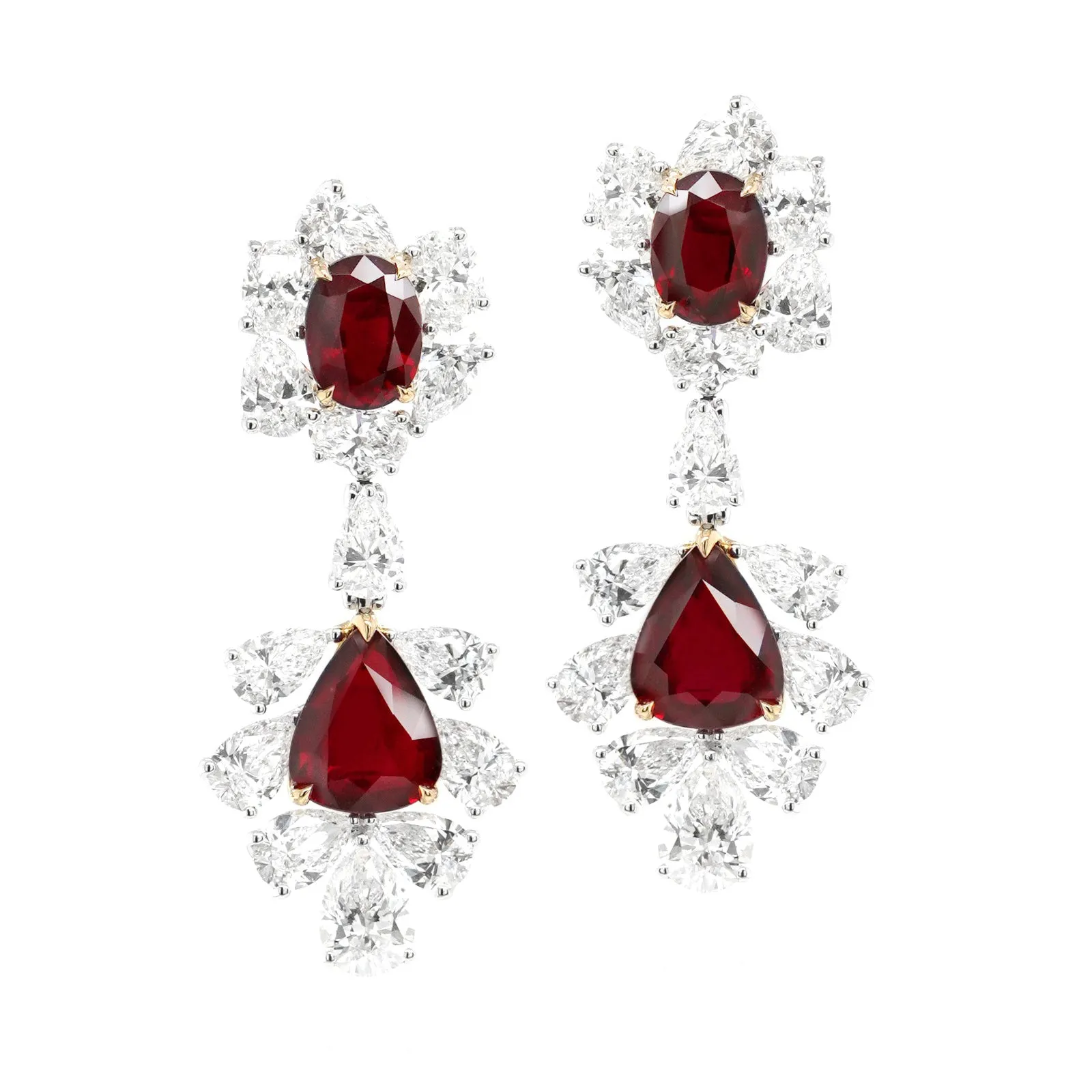 9.05 cts Unheated Ruby and Diamond Earrings (ENQUIRE)
