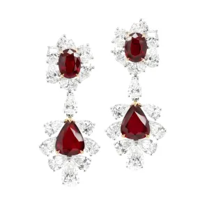 9.05 cts Unheated Ruby and Diamond Earrings (ENQUIRE)