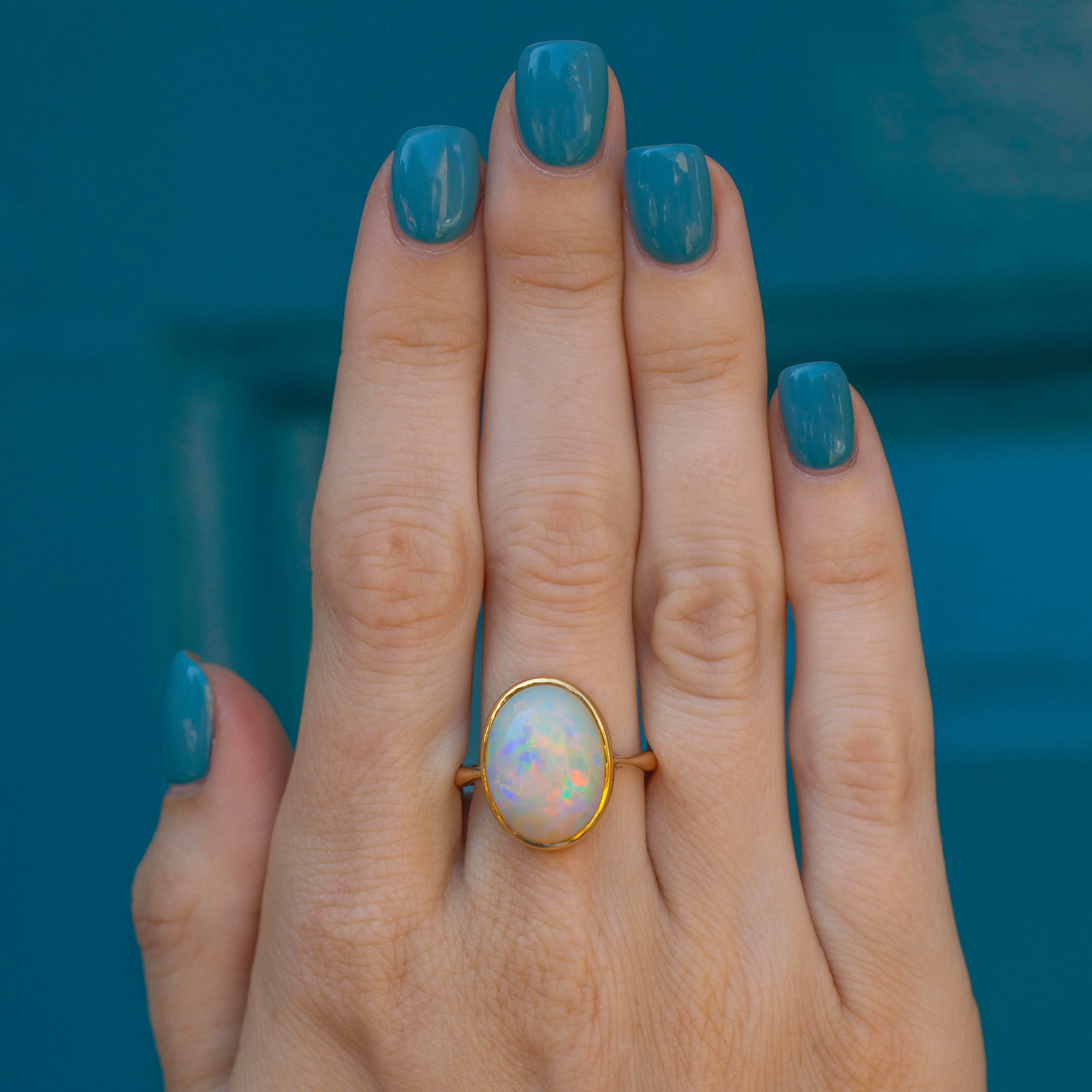 Antique 18ct Gold Opal Cabochon Ring, 3.52ct