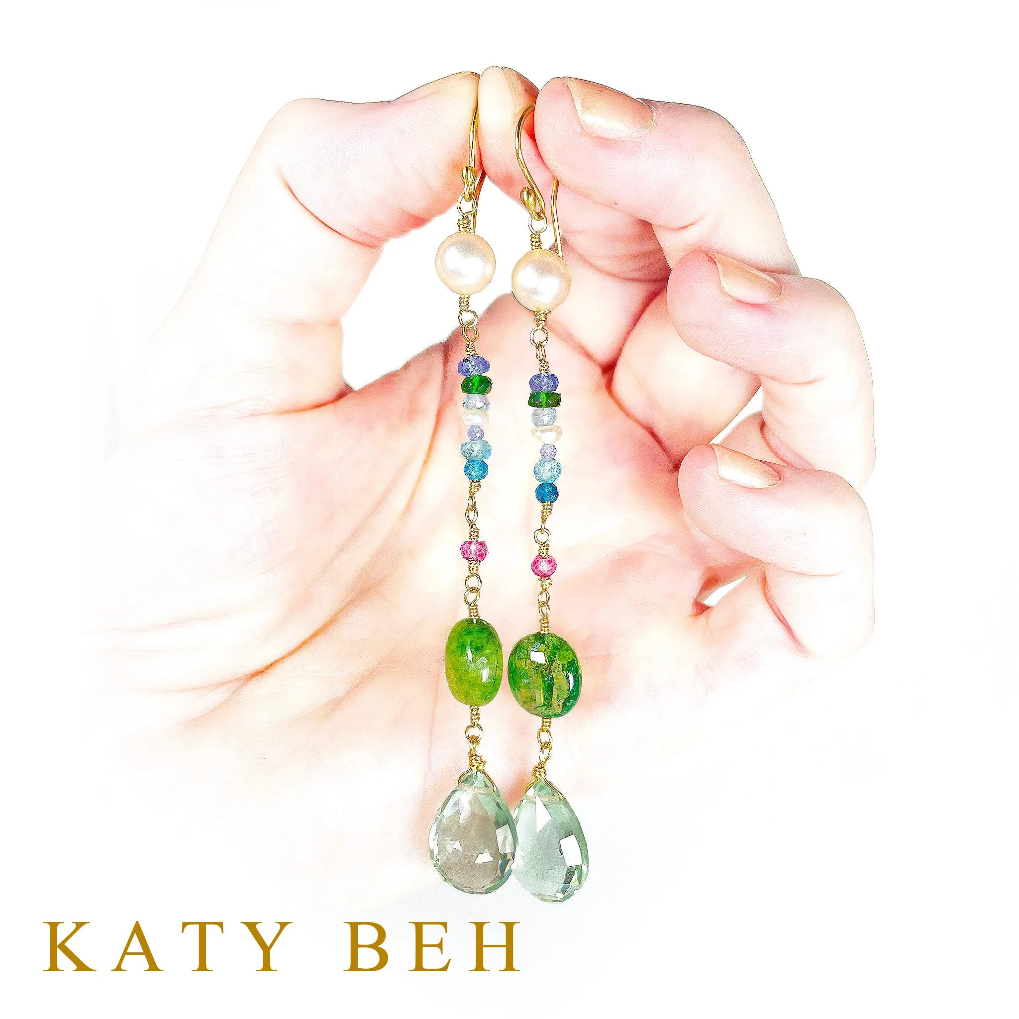 Bennie Gemstone Mix and Mint Amethyst Earrings