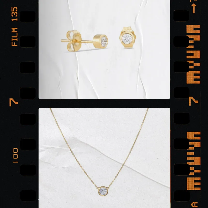 Bezel Setting Diamond Earrings