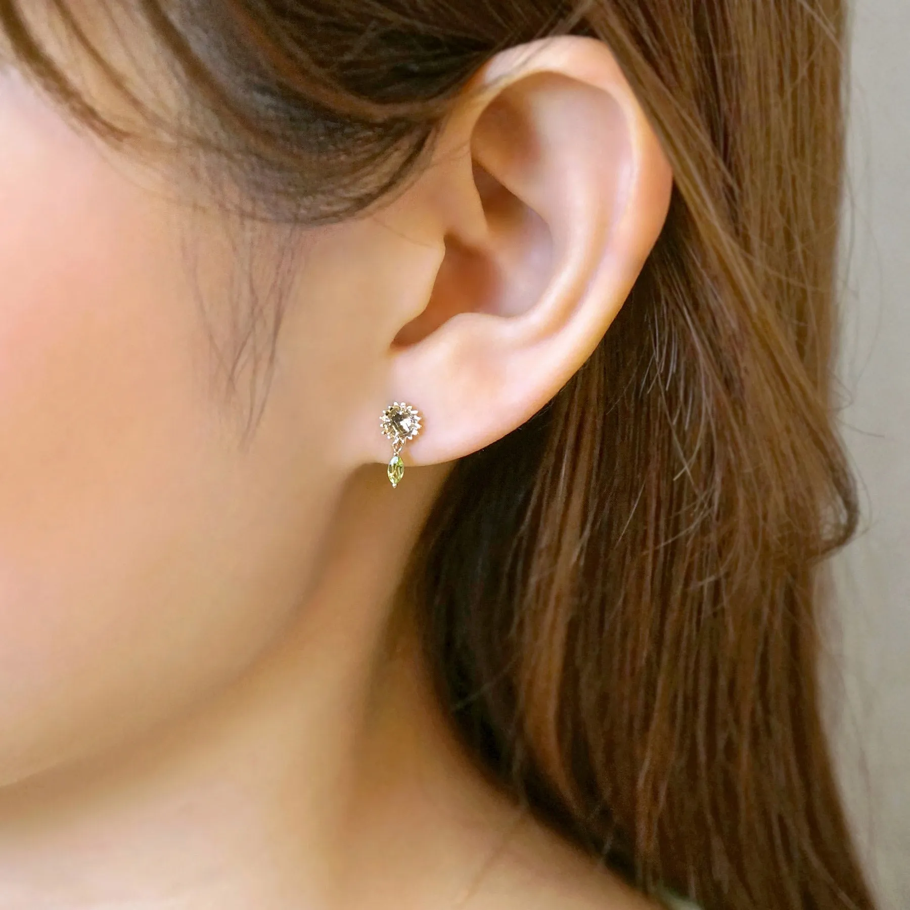 [Birth Flower Jewelry] August - Sunflower Clip-On Earrings (10K Yellow Gold)