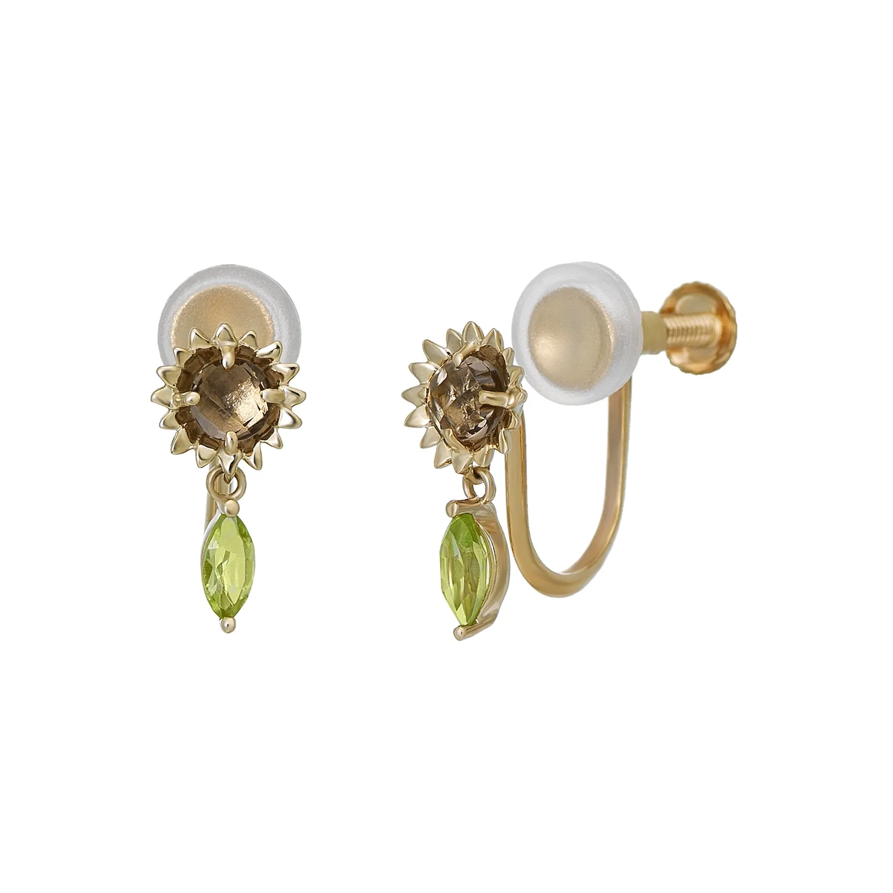 [Birth Flower Jewelry] August - Sunflower Clip-On Earrings (10K Yellow Gold)