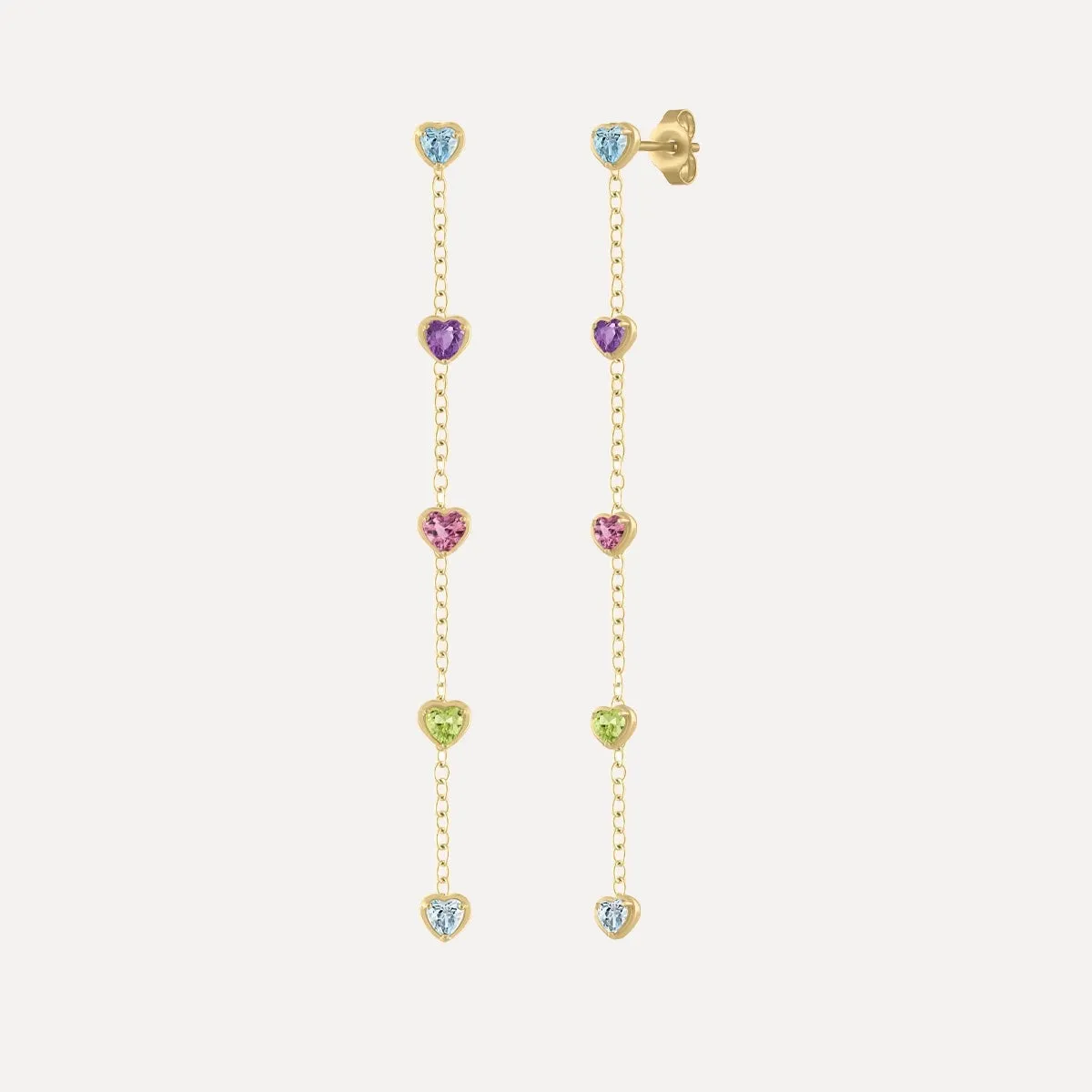 Birthstone Hearts Strand Earrings