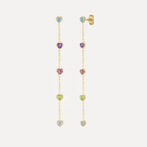 Birthstone Hearts Strand Earrings