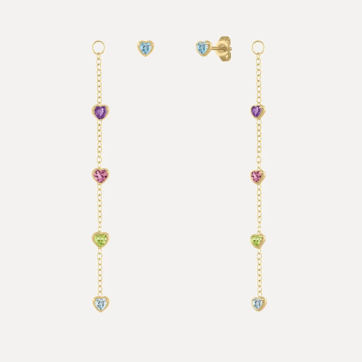 Birthstone Hearts Strand Earrings