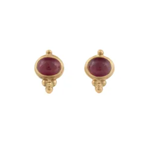 Cabochon Cut Ruby Stud Earrings
