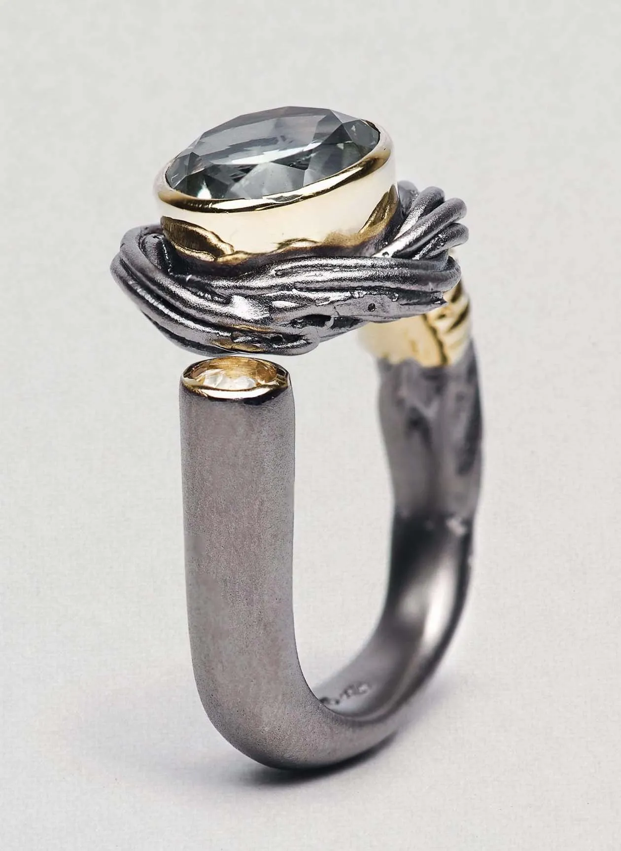 CARTALIA GREEN AMETHYST AND CITRINE RING 7