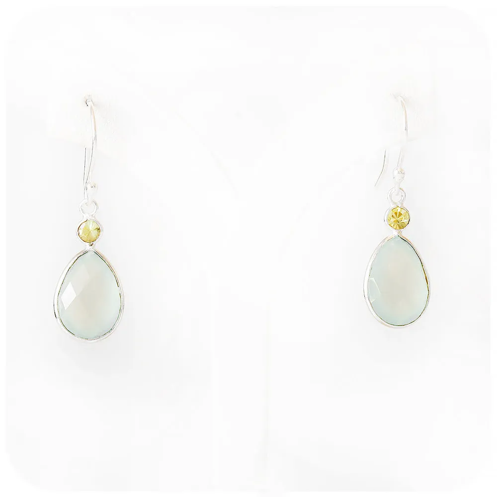Chalcedony and Peridot Drop Earrings