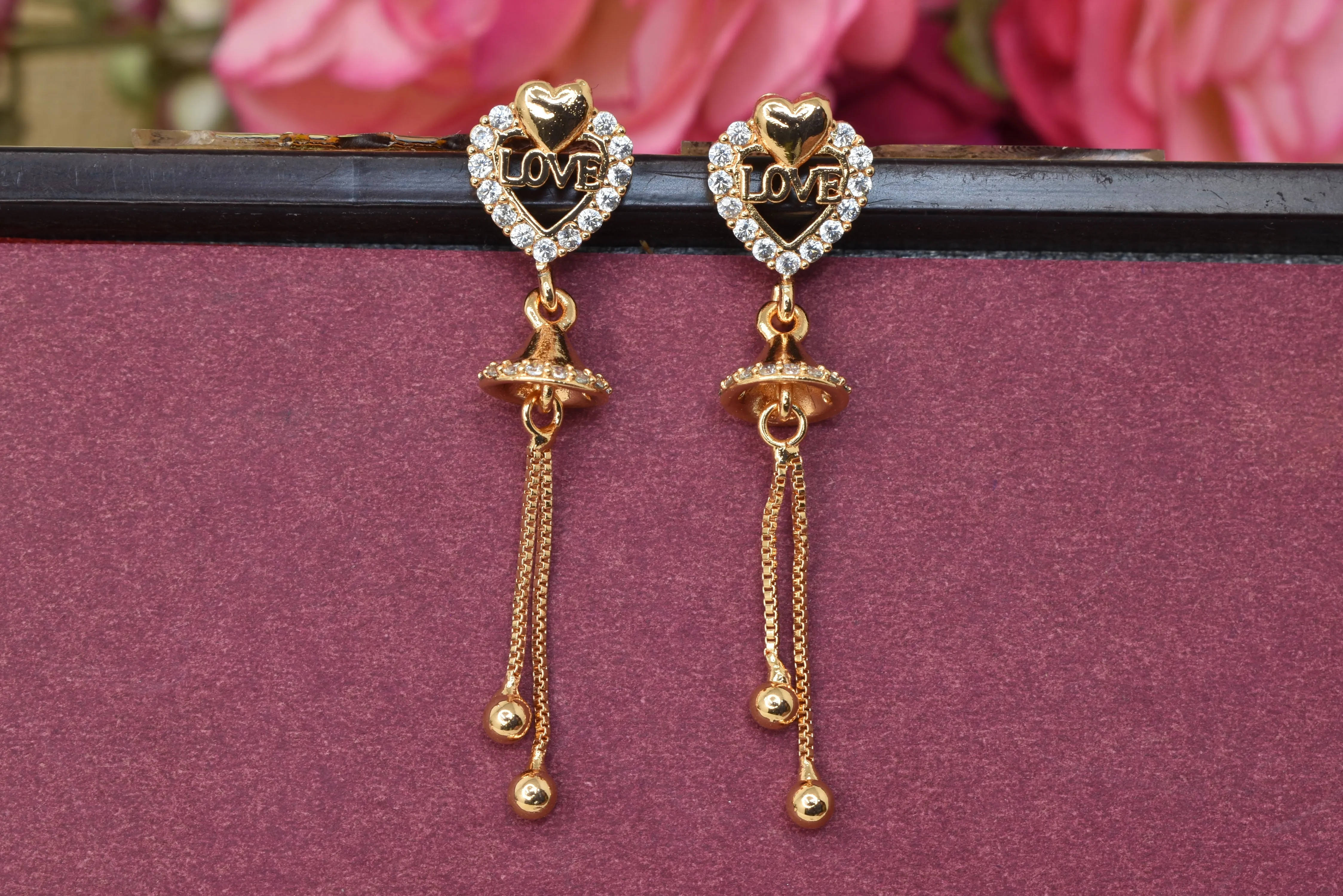Classic Rosegold Earrings: Sparkling American Diamond Elegance