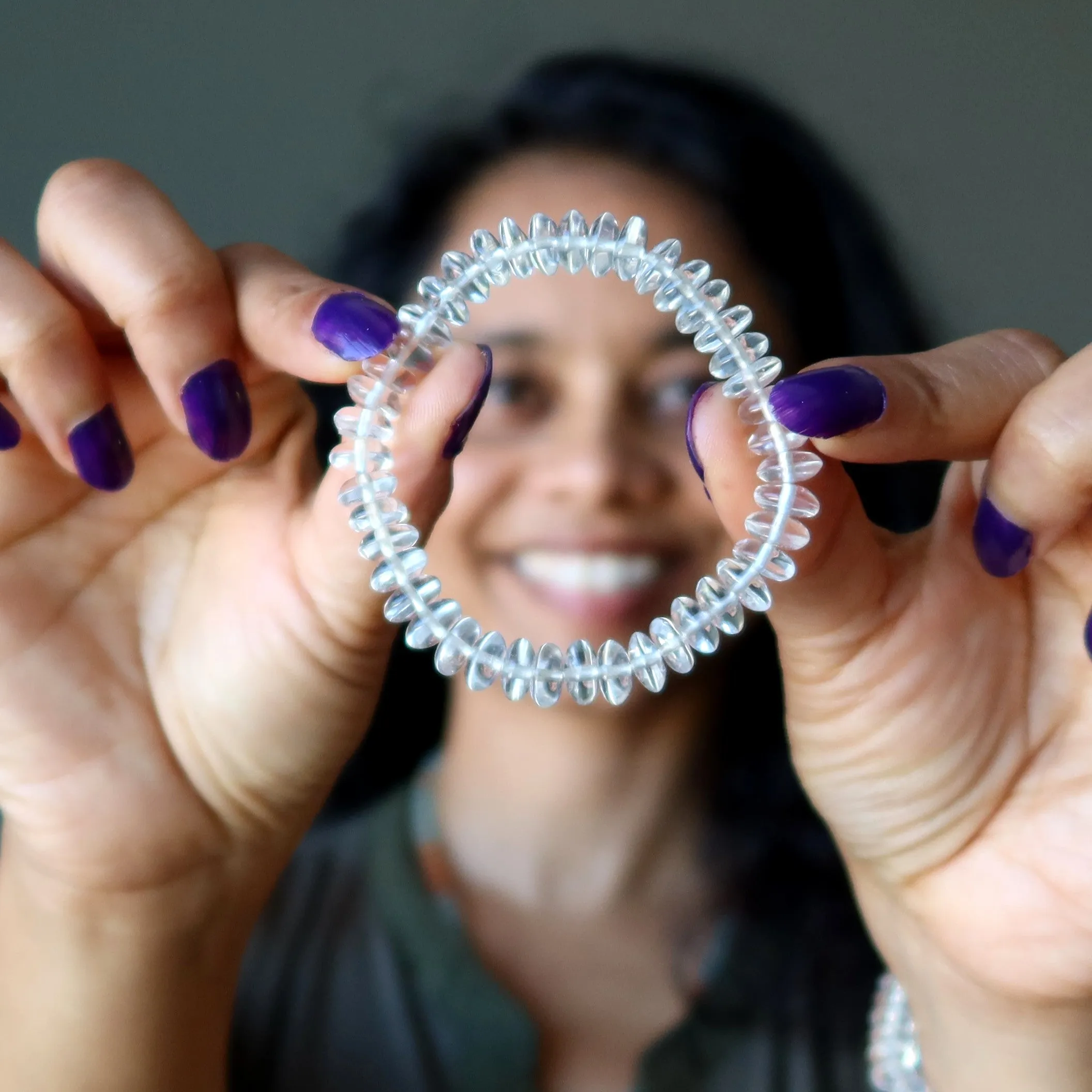 Clear Quartz Bracelet Waltz and Tango Rondelle Healing Crystal