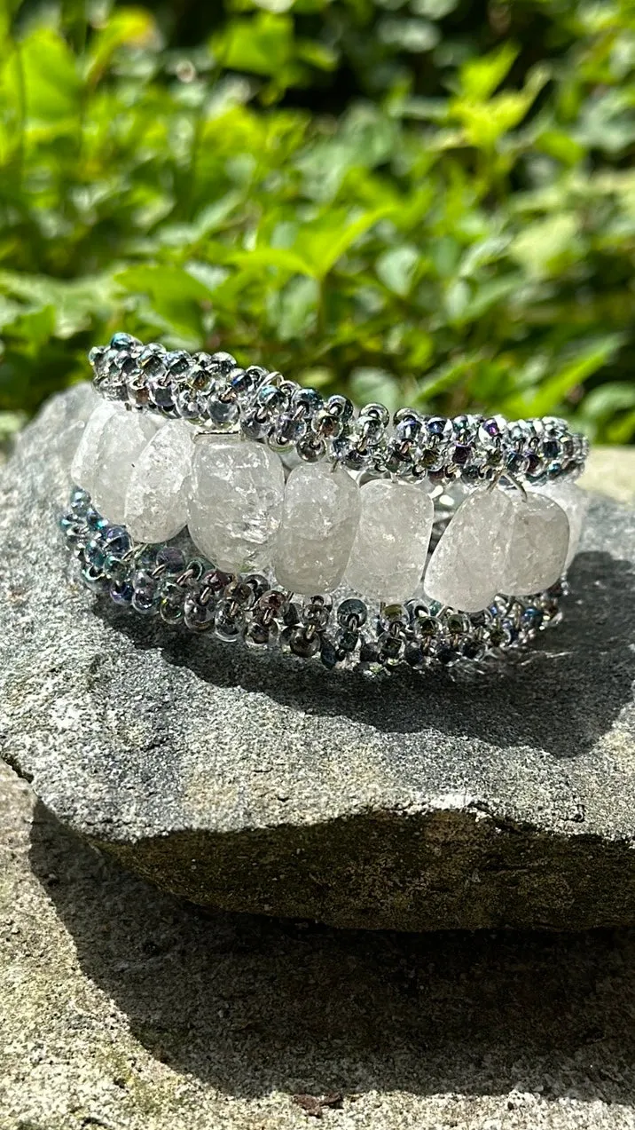 Cracked quartz cuff bracelet