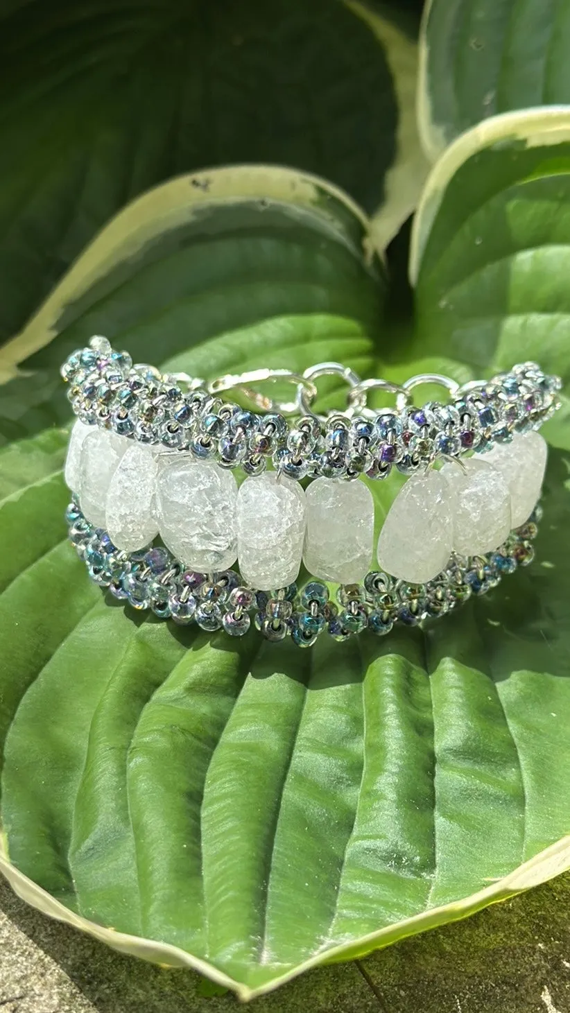 Cracked quartz cuff bracelet