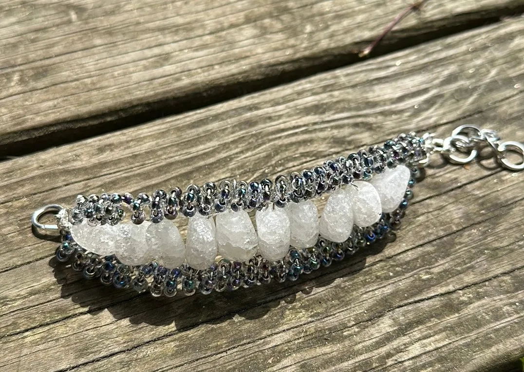Cracked quartz cuff bracelet