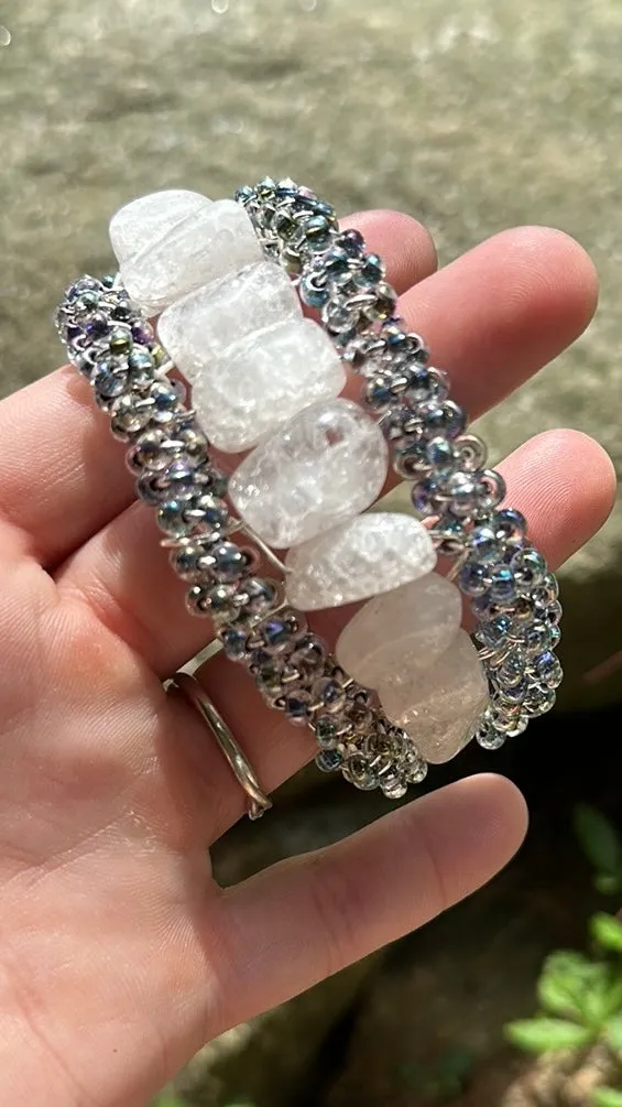 Cracked quartz cuff bracelet