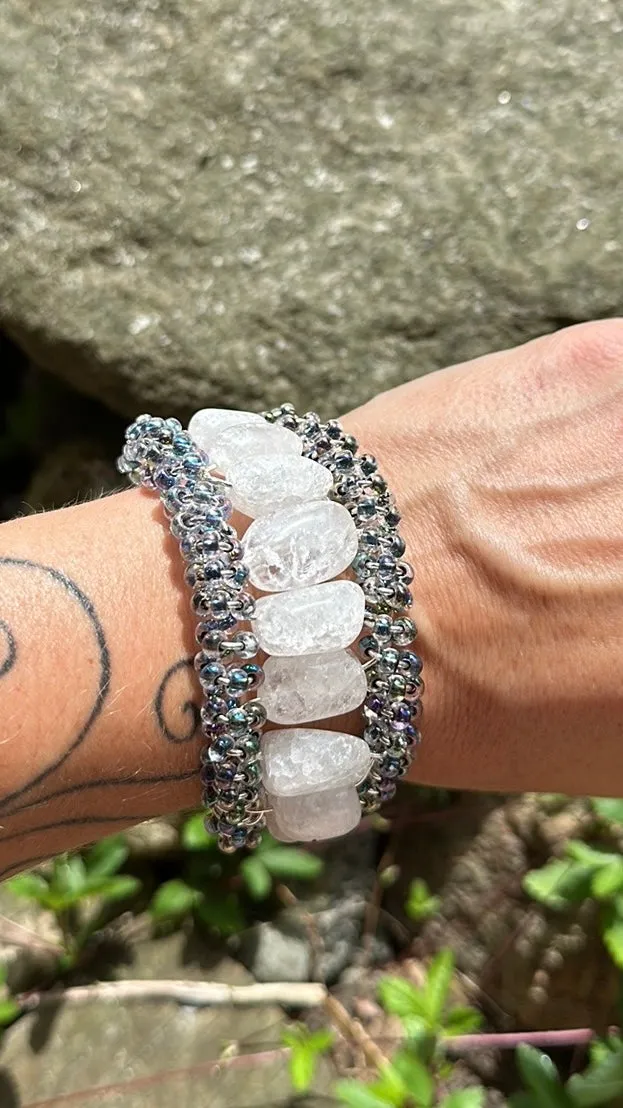 Cracked quartz cuff bracelet