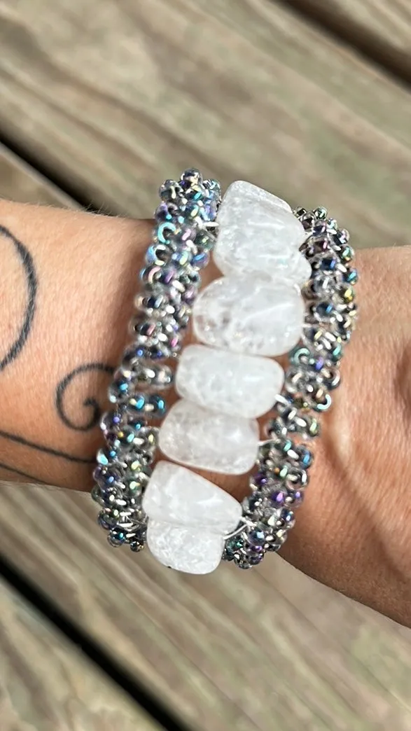Cracked quartz cuff bracelet