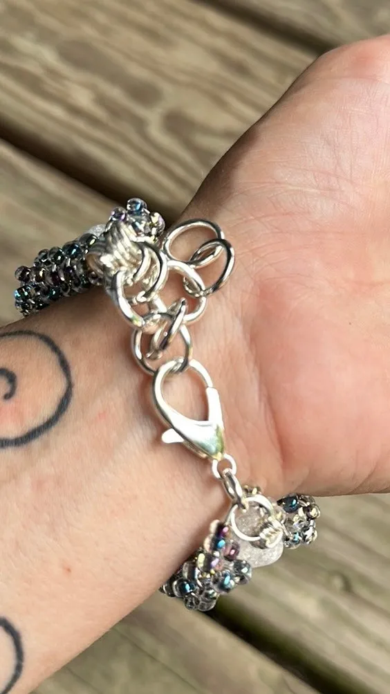 Cracked quartz cuff bracelet