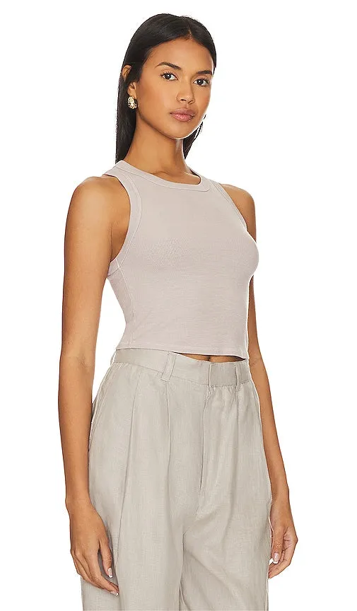 Enza Costa Silk Cropped Bold Sheath Tank in Ivory