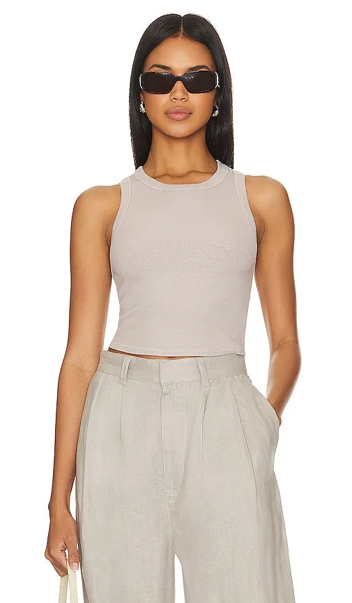 Enza Costa Silk Cropped Bold Sheath Tank in Ivory