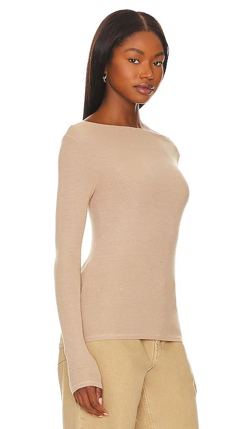 Enza Costa Silk Knit Boat Neck in Beige