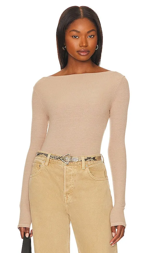 Enza Costa Silk Knit Boat Neck in Beige
