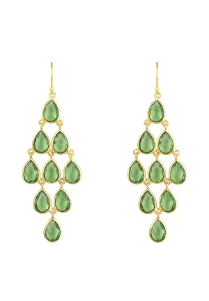 Erviola Gemstone Cascade Earrings Gold Peridot