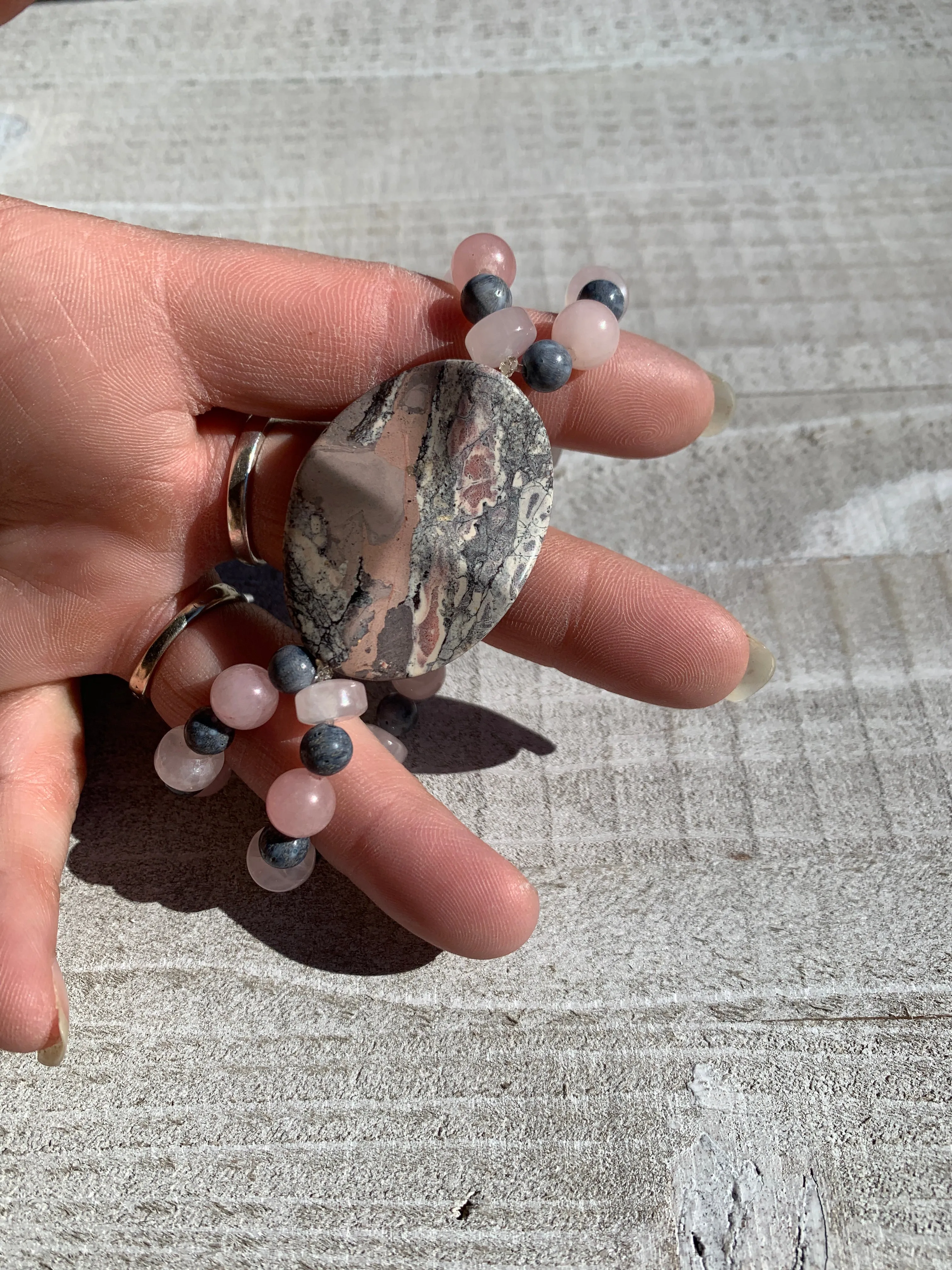 Grey and pink bracelet
