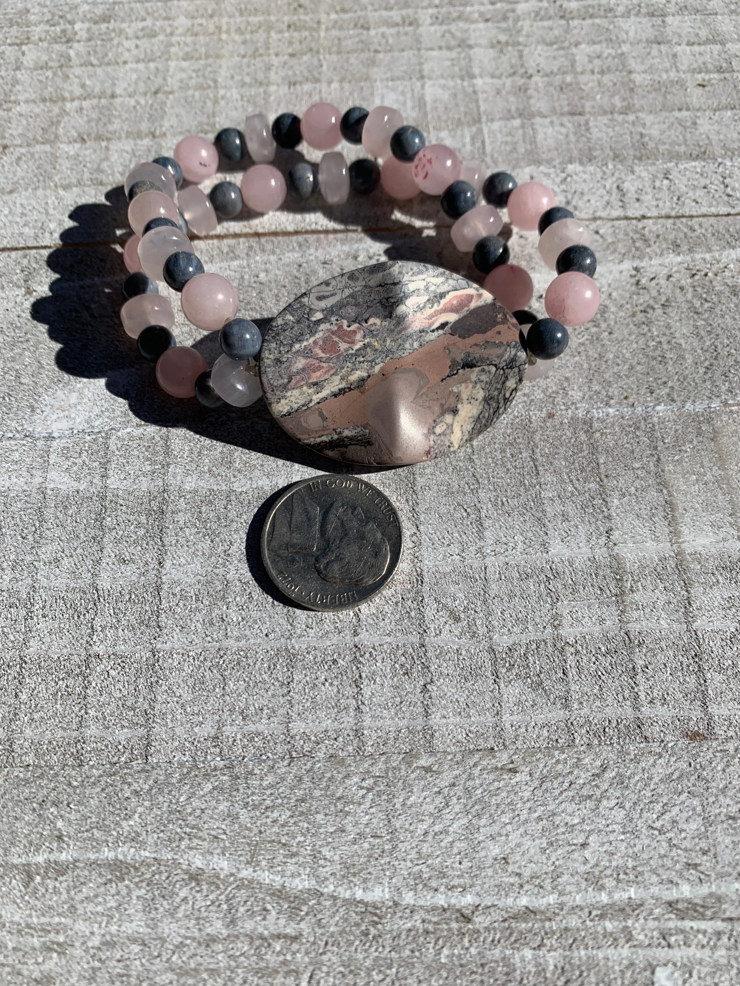 Grey and pink bracelet