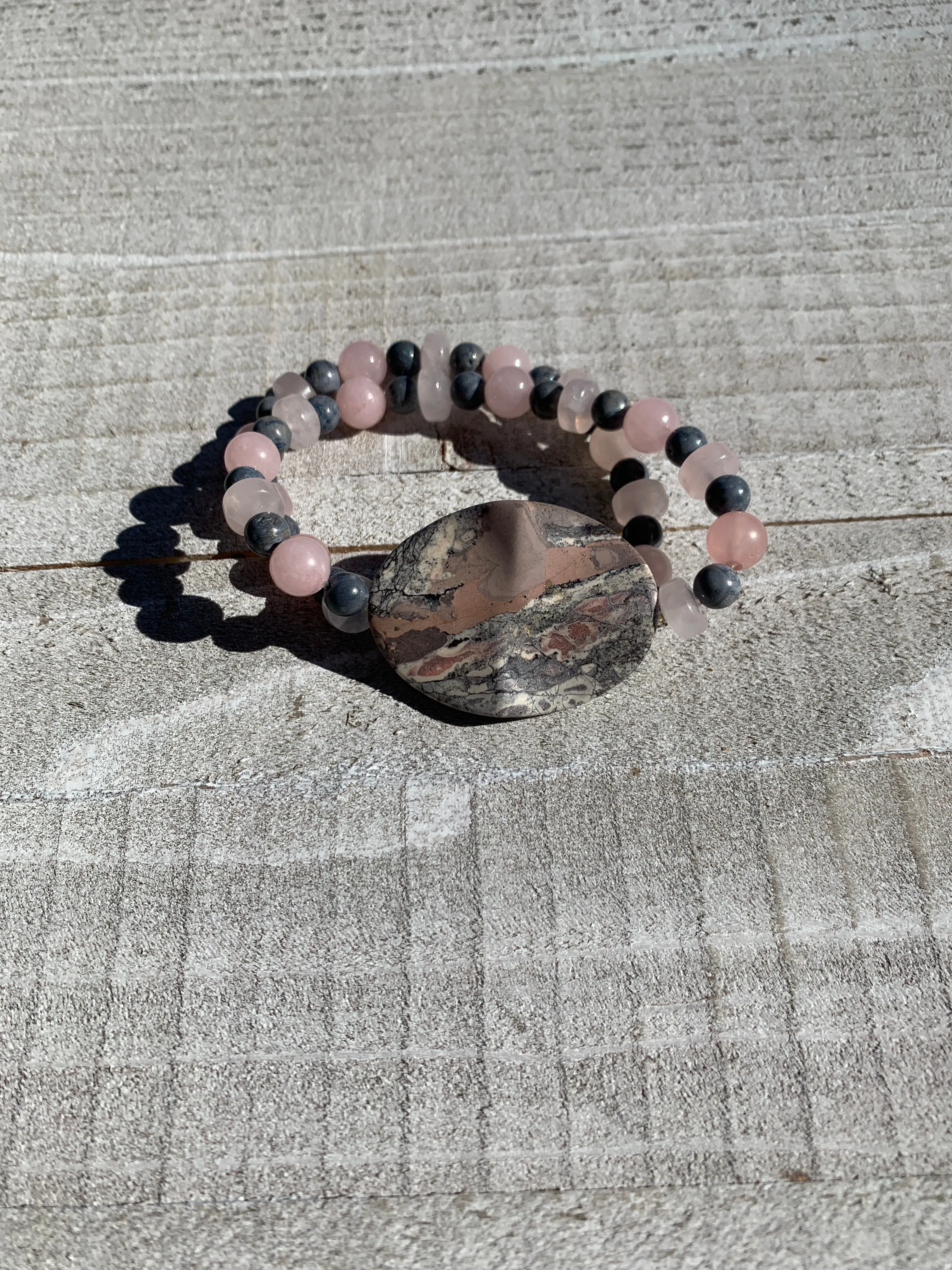 Grey and pink bracelet