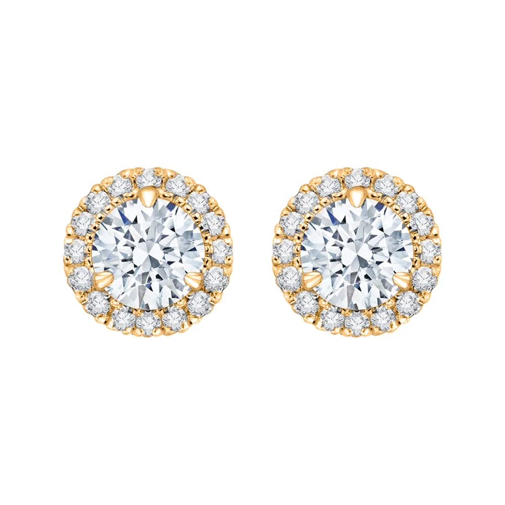 KATARINA 1 1/5 cttw Lab Grown Diamond Halo Earrings in 14k Gold