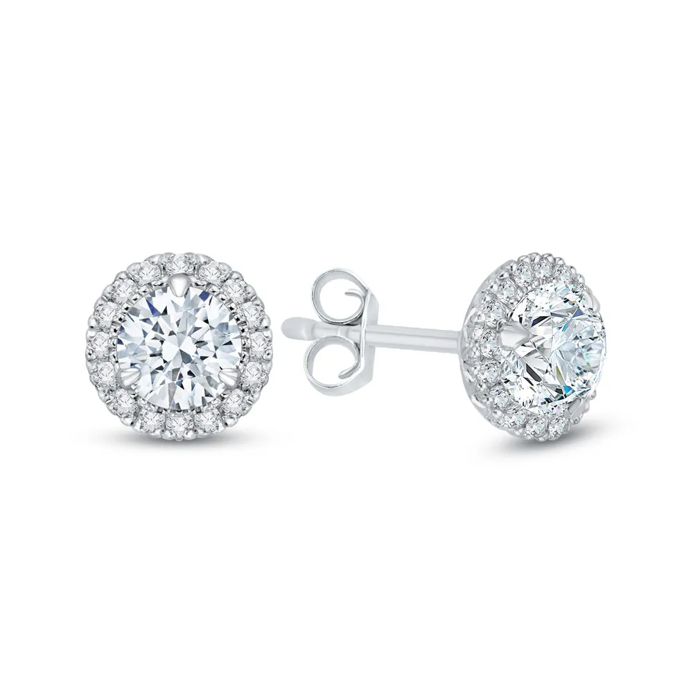 KATARINA 1 1/5 cttw Lab Grown Diamond Halo Earrings in 14k Gold