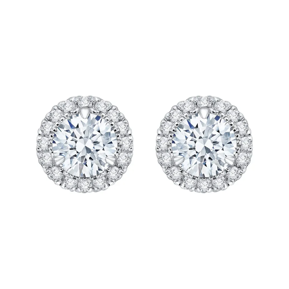 KATARINA 1 1/5 cttw Lab Grown Diamond Halo Earrings in 14k Gold