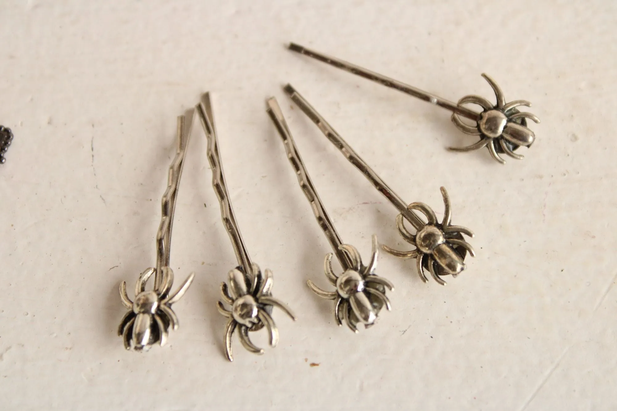 Lot of Goth Jewelry, Bracelets, Skeleton ring, Spider hair Pins,  Septum Rings