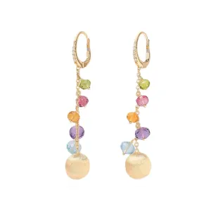 Marco Bicego 18K Yellow Gold Africa Multi Stone and Diamond Drop Earrings