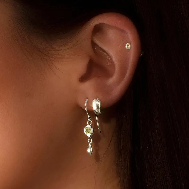 Mercy Earring, Peridot, Silver