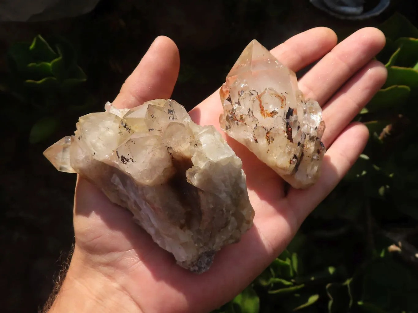 Natural Cascading White Phantom Quartz Clusters x 12 From Luena, Congo
