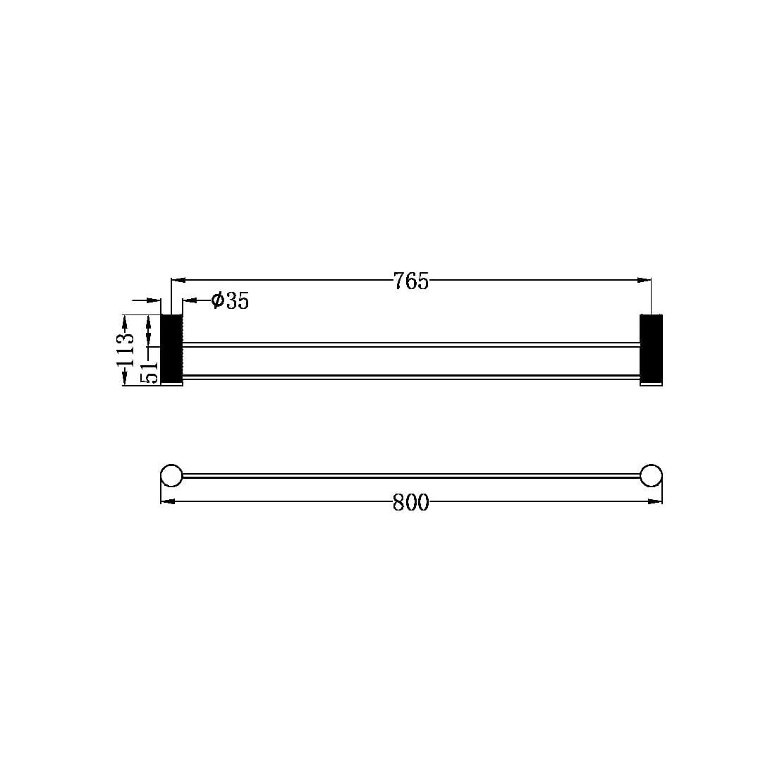 OPAL Double Towel Rail Brushed Gold 800MM NR2530DBG