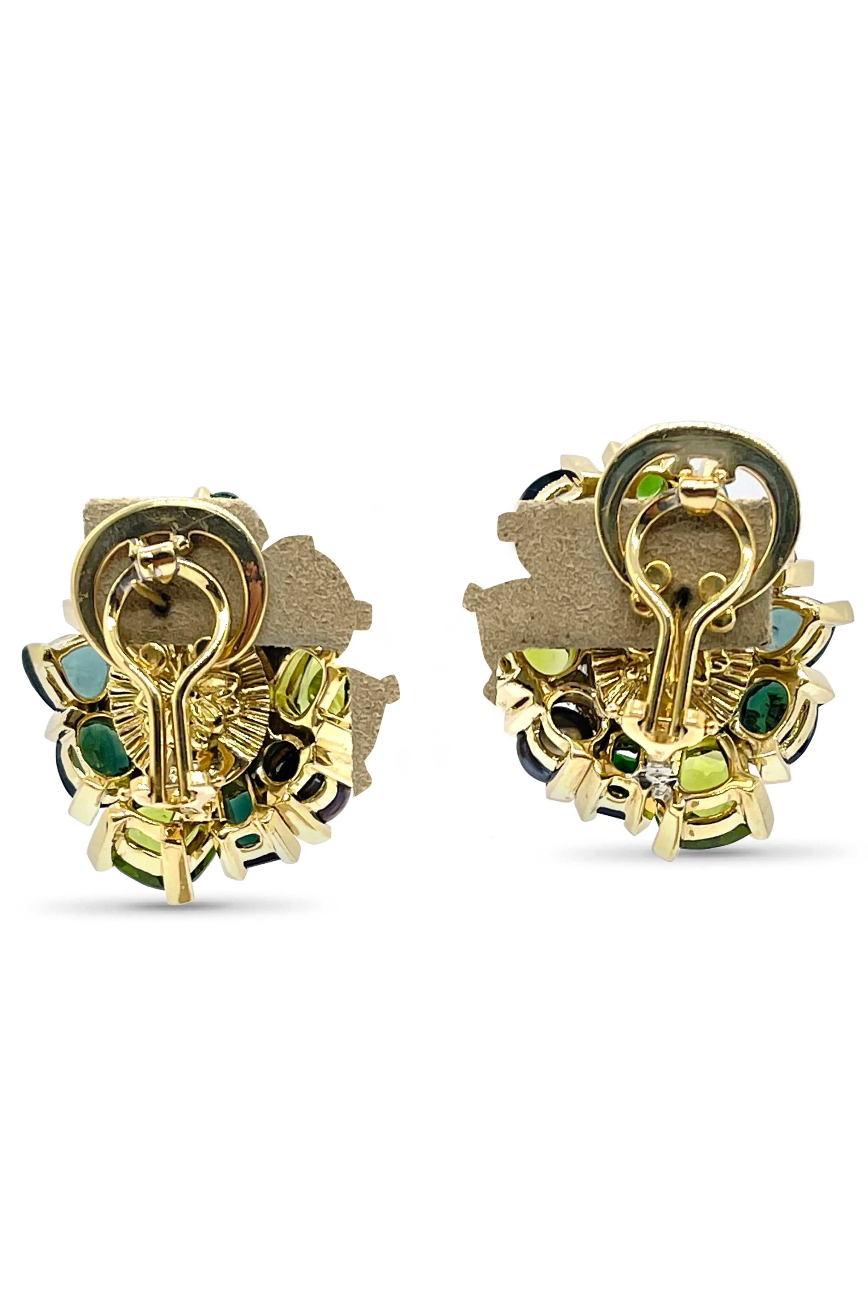 Peridot and Blue Topaz Cluster Earrings