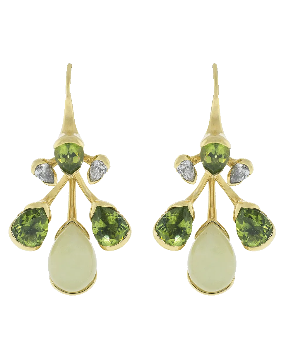 Peridot and Calcite Corolla Earrings
