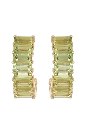 Peridot Baguette Hoops